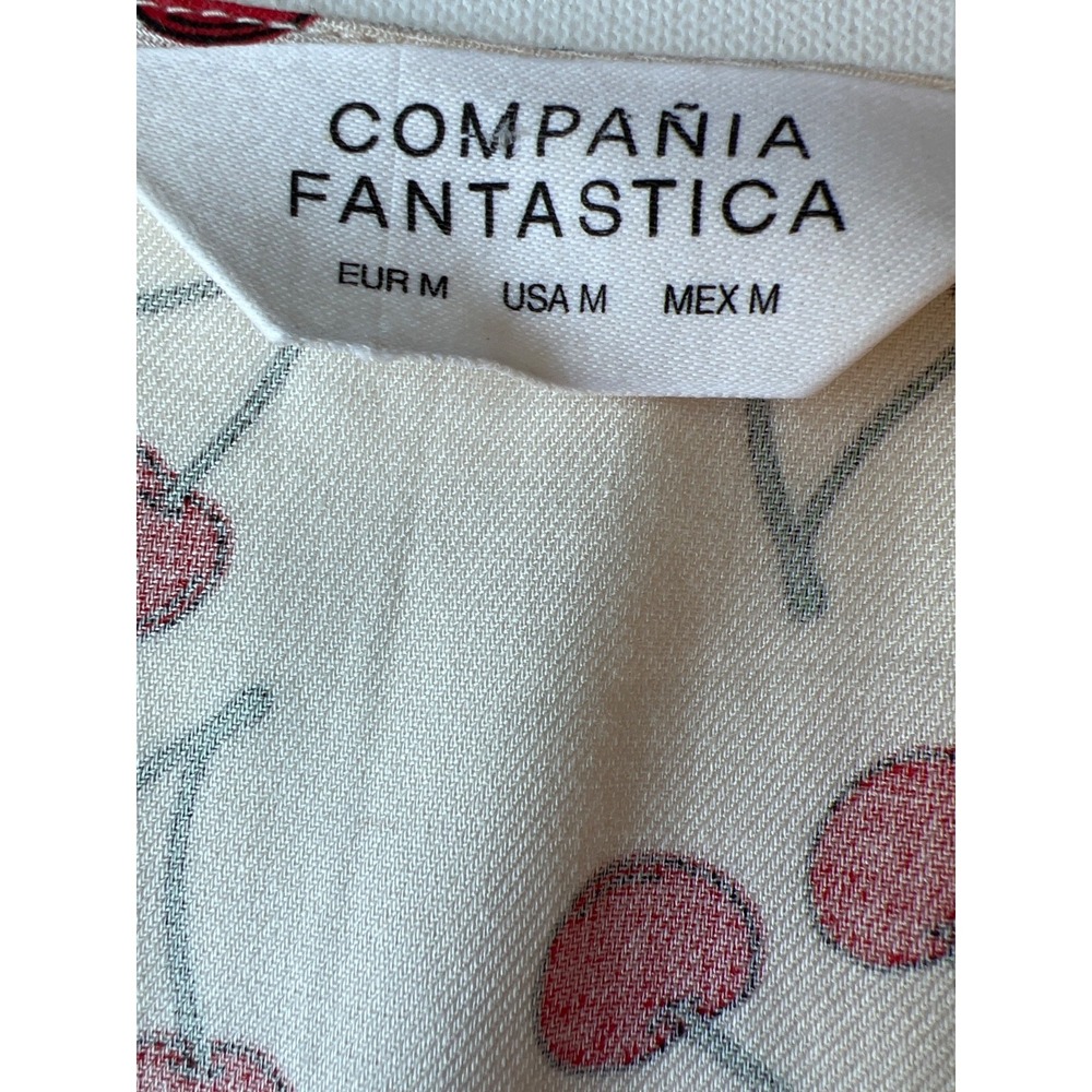 Dress Red Cherry Print Compañía Fantástica AOP Midi Shirt Dress Women M Viscose - Picture 12 of 15